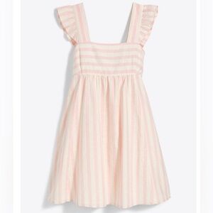 Draper James Connie Stripe Linen & Cotton Babydoll Dress Pink and White Size 2XL